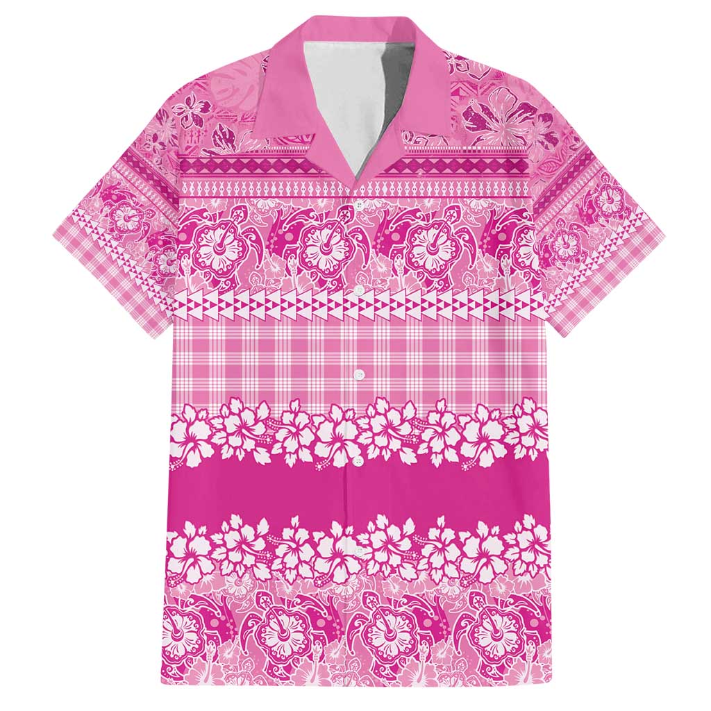 Hawaiian Hibiscus Honu Family Matching Tank Maxi Dress and Hawaiian Shirt Pink Mele Kalikimaka Palaka Spirit - Polynesian Pride