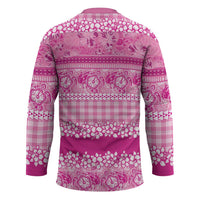 Hawaiian Hibiscus Honu Hockey Jersey Pink Mele Kalikimaka Palaka Spirit - Polynesian Pride