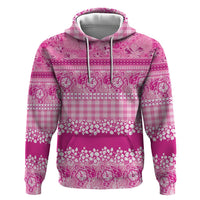 Hawaiian Hibiscus Honu Hoodie Pink Mele Kalikimaka Palaka Spirit - Polynesian Pride