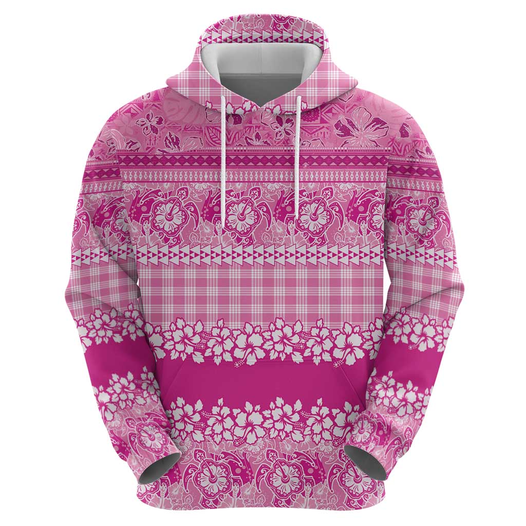 Hawaiian Hibiscus Honu Hoodie Pink Mele Kalikimaka Palaka Spirit - Polynesian Pride