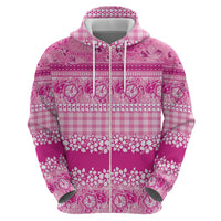 Hawaiian Hibiscus Honu Hoodie Pink Mele Kalikimaka Palaka Spirit - Polynesian Pride