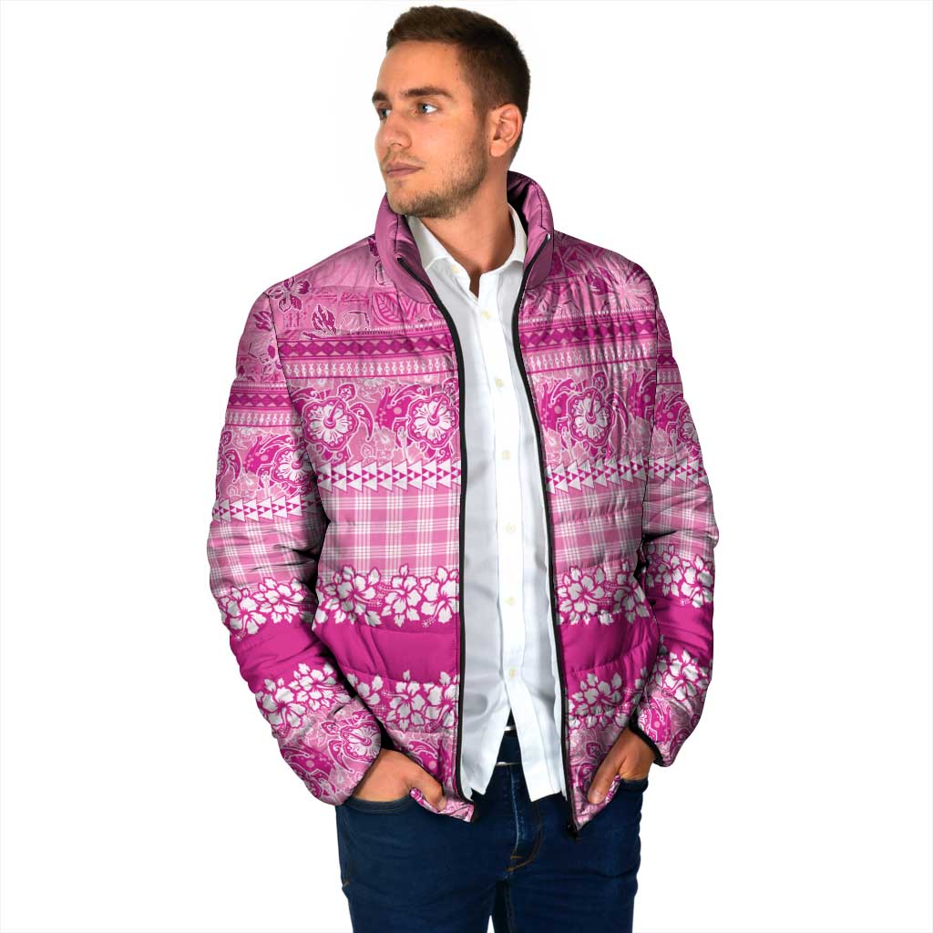 Hawaiian Hibiscus Honu Padded Jacket Pink Mele Kalikimaka Palaka Spirit - Polynesian Pride