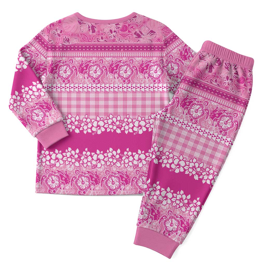 Hawaiian Hibiscus Honu Christmas Pajama Set Pink Mele Kalikimaka Palaka Spirit - Polynesian Pride