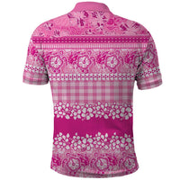 Hawaiian Hibiscus Honu Polo Shirt Pink Mele Kalikimaka Palaka Spirit - Polynesian Pride
