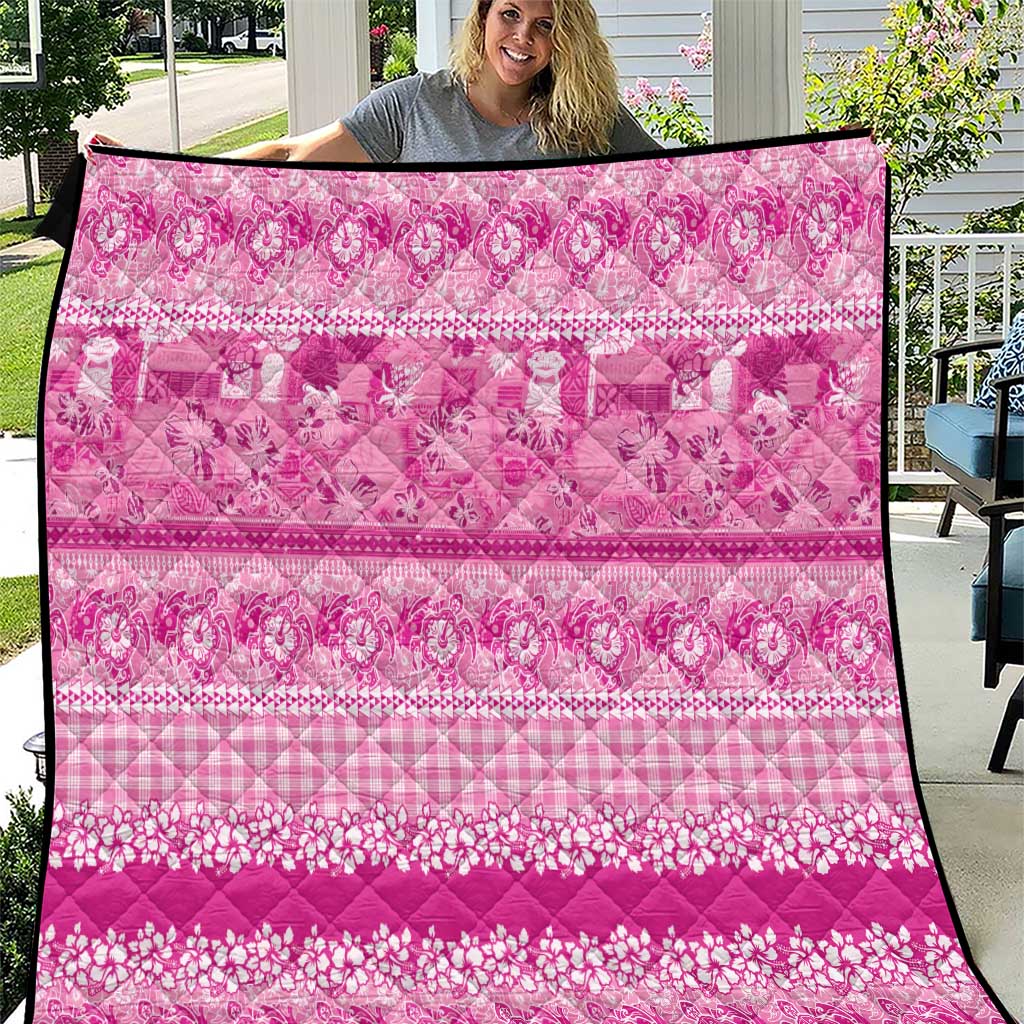 Hawaiian Hibiscus Honu Quilt Pink Mele Kalikimaka Palaka Spirit - Polynesian Pride