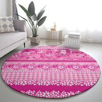 Hawaiian Hibiscus Honu Round Carpet Pink Mele Kalikimaka Palaka Spirit - Polynesian Pride