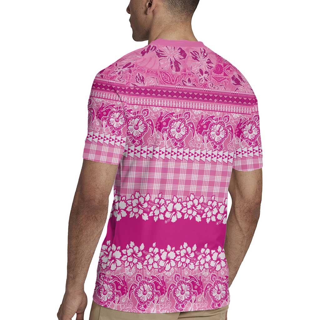 Hawaiian Hibiscus Honu Rugby Jersey Pink Mele Kalikimaka Palaka Spirit - Polynesian Pride