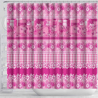 Hawaiian Hibiscus Honu Shower Curtain Pink Mele Kalikimaka Palaka Spirit - Polynesian Pride