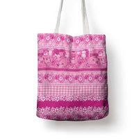 Hawaiian Hibiscus Honu Tote Bag Pink Mele Kalikimaka Palaka Spirit - Polynesian Pride