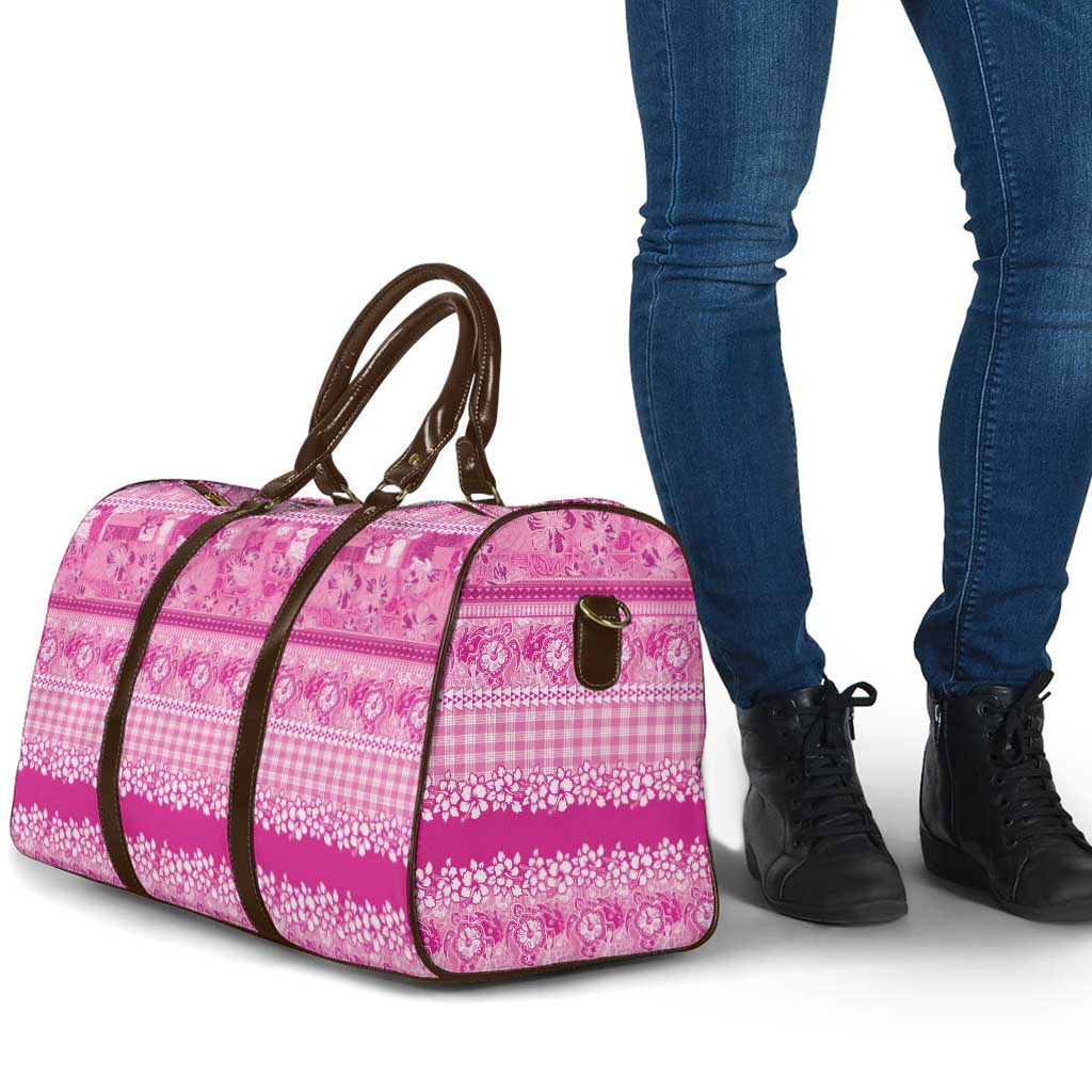 Hawaiian Hibiscus Honu Travel Bag Pink Mele Kalikimaka Palaka Spirit - Polynesian Pride