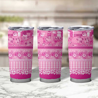 Hawaiian Hibiscus Honu Tumbler Cup Pink Mele Kalikimaka Palaka Spirit - Polynesian Pride