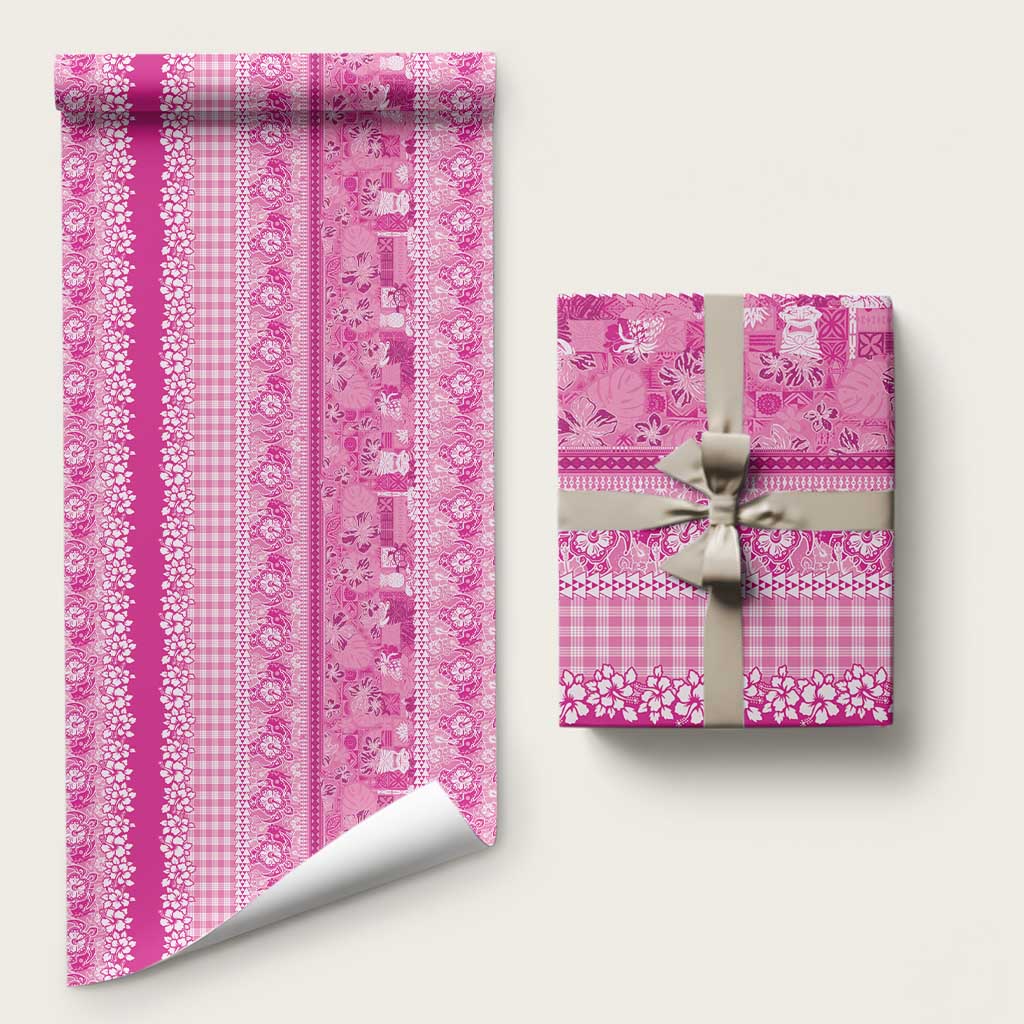 Hawaiian Hibiscus Honu Wrapping Paper Pink Mele Kalikimaka Palaka Spirit - Polynesian Pride