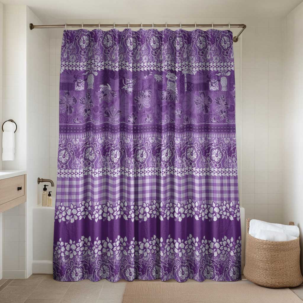 Hawaiian Hibiscus Honu Bathroom Set Purple Mele Kalikimaka Palaka Spirit - Polynesian Pride