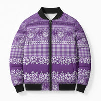 Hawaiian Hibiscus Honu Bomber Puffer Jacket Purple Mele Kalikimaka Palaka Spirit - Polynesian Pride