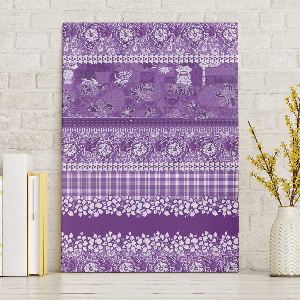 Hawaiian Hibiscus Honu Canvas Wall Art Purple Mele Kalikimaka Palaka Spirit - Polynesian Pride