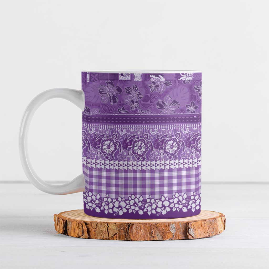 Hawaiian Hibiscus Honu Ceramic Mug Purple Mele Kalikimaka Palaka Spirit - Polynesian Pride
