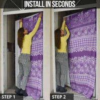 Hawaiian Hibiscus Honu Door Cover Purple Mele Kalikimaka Palaka Spirit - Polynesian Pride