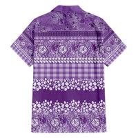 Hawaiian Hibiscus Honu Family Matching Long Sleeve Bodycon Dress and Hawaiian Shirt Purple Mele Kalikimaka Palaka Spirit - Polynesian Pride