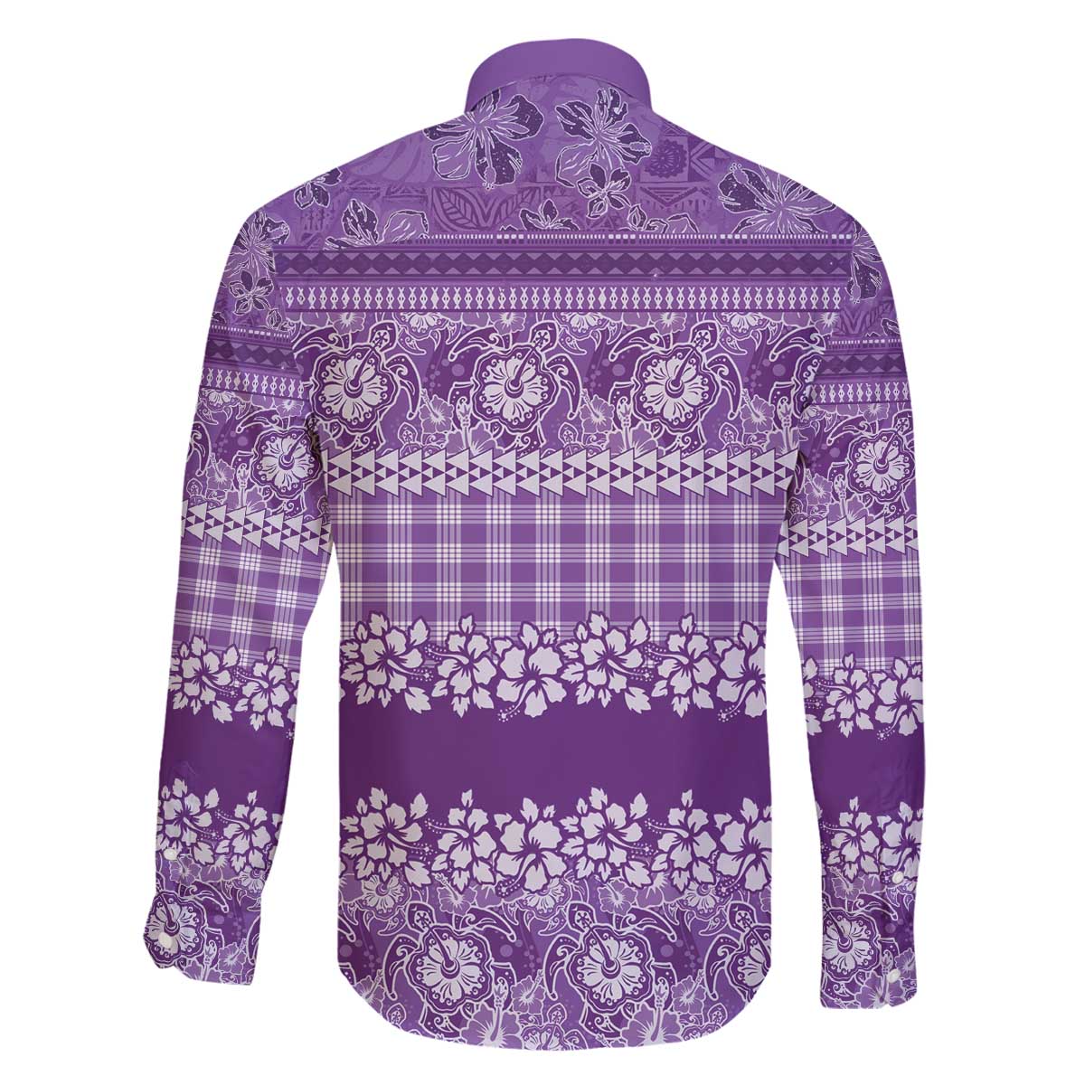 Hawaiian Hibiscus Honu Family Matching Off The Shoulder Long Sleeve Dress and Hawaiian Shirt Purple Mele Kalikimaka Palaka Spirit - Polynesian Pride