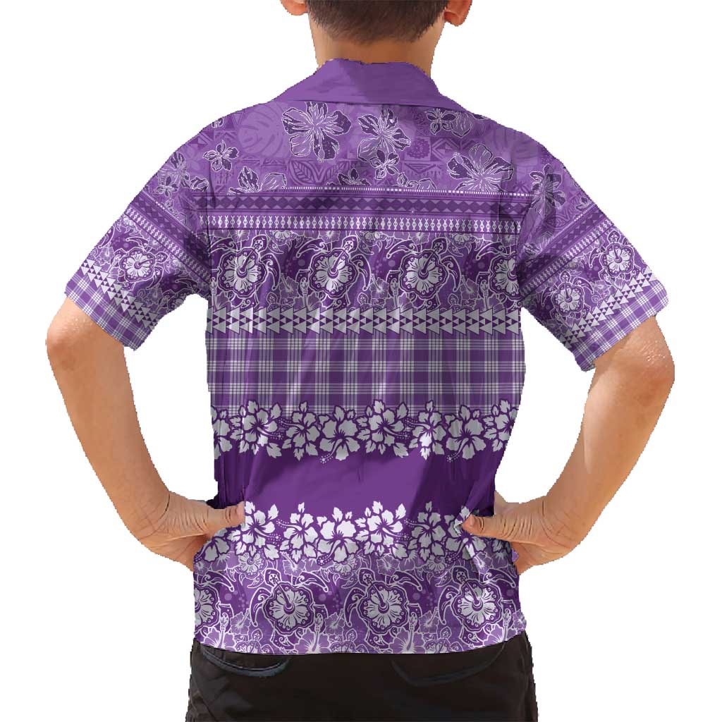 Hawaiian Hibiscus Honu Family Matching Puletasi and Hawaiian Shirt Purple Mele Kalikimaka Palaka Spirit - Polynesian Pride