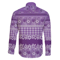 Hawaiian Hibiscus Honu Family Matching Short Sleeve Bodycon Dress and Hawaiian Shirt Purple Mele Kalikimaka Palaka Spirit - Polynesian Pride