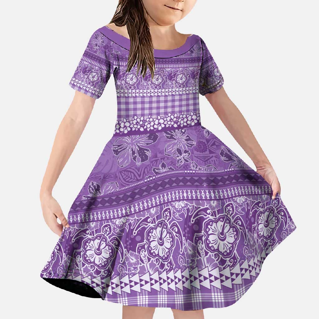 Hawaiian Hibiscus Honu Family Matching Summer Maxi Dress and Hawaiian Shirt Purple Mele Kalikimaka Palaka Spirit - Polynesian Pride