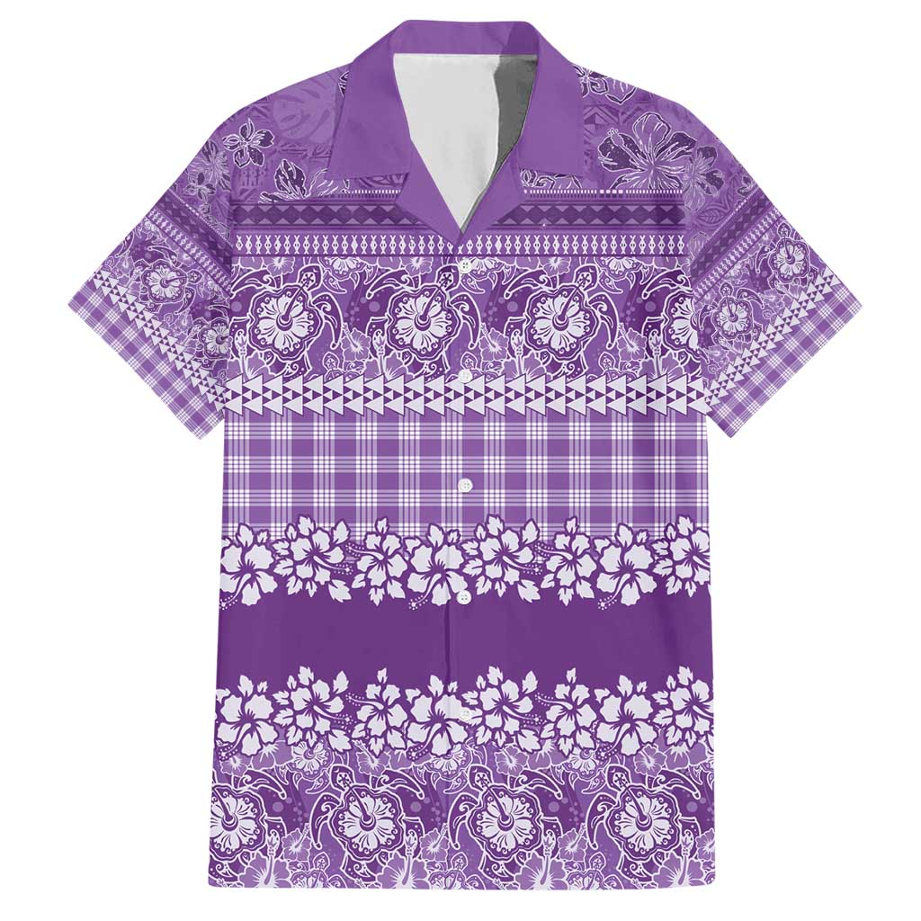 Hawaiian Hibiscus Honu Hawaiian Shirt Purple Mele Kalikimaka Palaka Spirit - Polynesian Pride