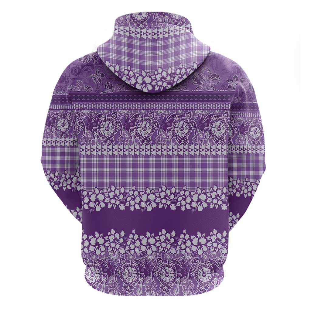 Hawaiian Hibiscus Honu Hoodie Purple Mele Kalikimaka Palaka Spirit - Polynesian Pride