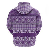 Hawaiian Hibiscus Honu Hoodie Purple Mele Kalikimaka Palaka Spirit - Polynesian Pride