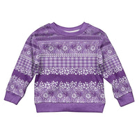 Hawaiian Hibiscus Honu Kid Ugly Christmas Sweater Purple Mele Kalikimaka Palaka Spirit - Polynesian Pride