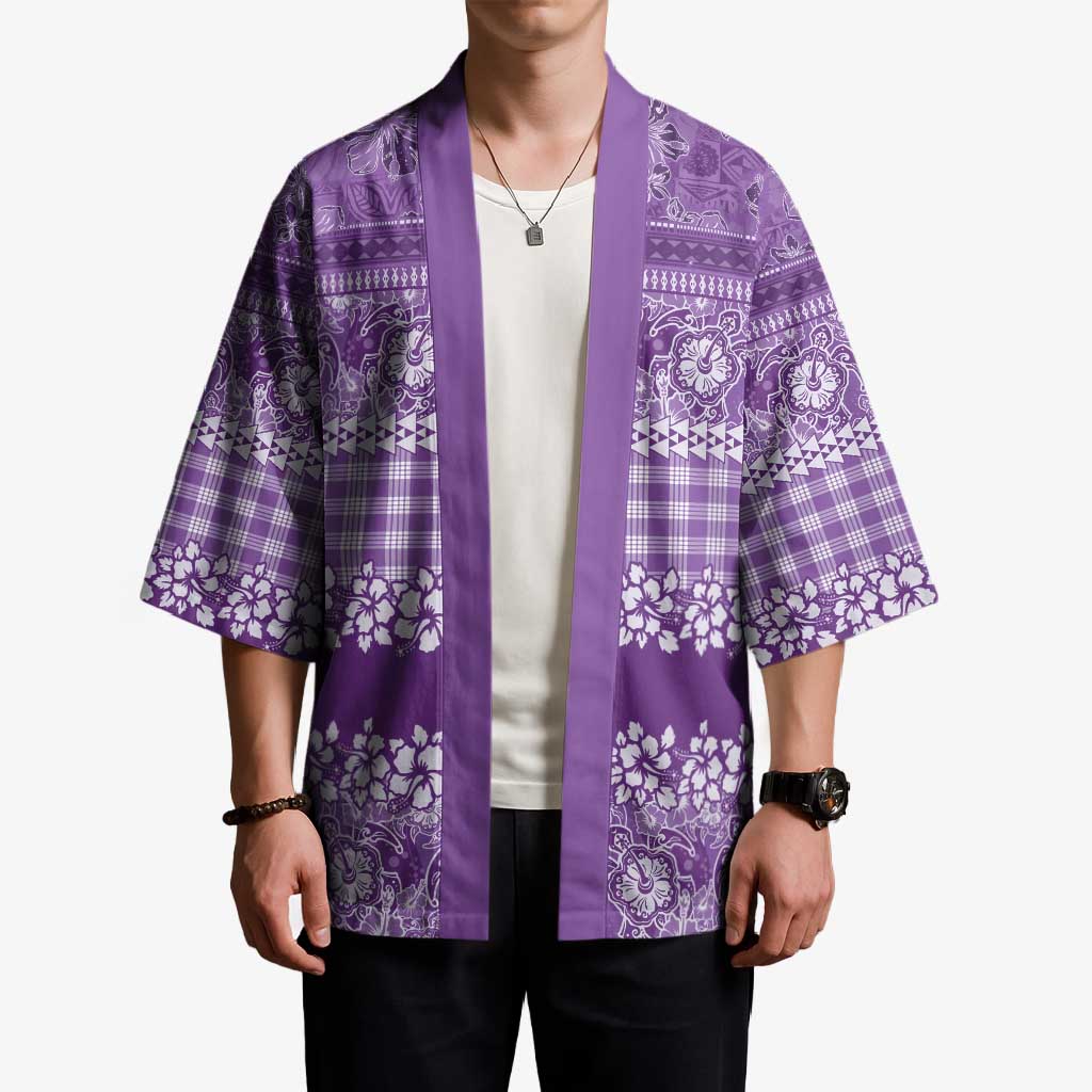 Hawaiian Hibiscus Honu Kimono Purple Mele Kalikimaka Palaka Spirit - Polynesian Pride