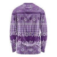 Hawaiian Hibiscus Honu Long Sleeve Shirt Purple Mele Kalikimaka Palaka Spirit - Polynesian Pride