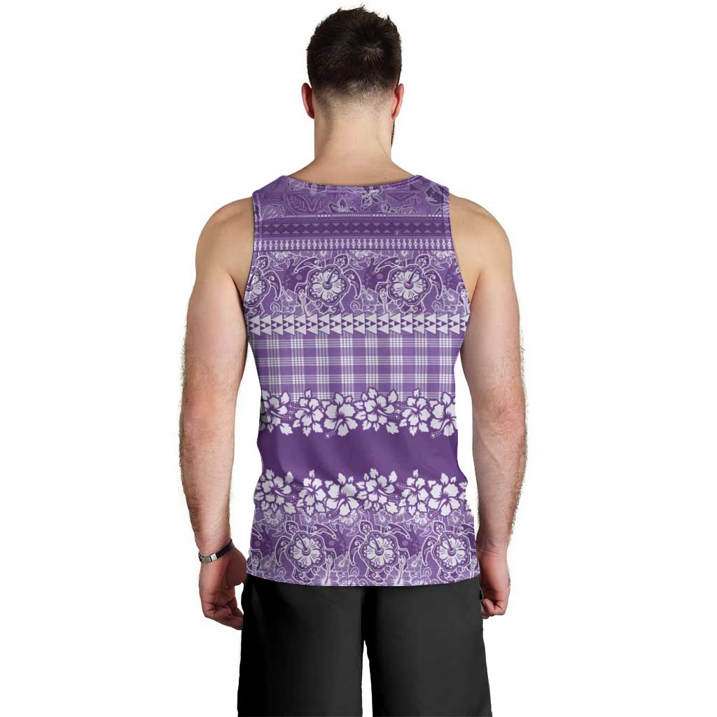 Hawaiian Hibiscus Honu Men Tank Top Purple Mele Kalikimaka Palaka Spirit - Polynesian Pride