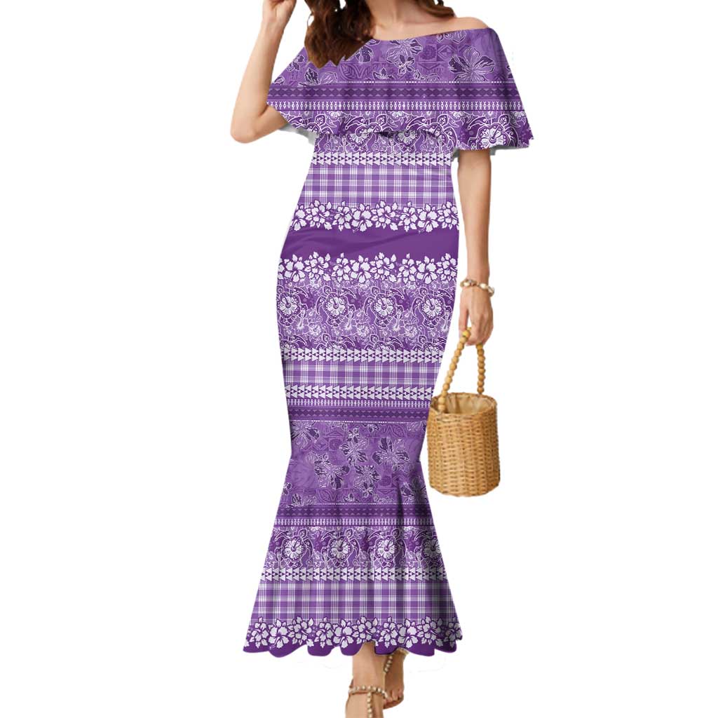 Hawaiian Hibiscus Honu Mermaid Dress Purple Mele Kalikimaka Palaka Spirit - Polynesian Pride