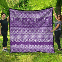 Hawaiian Hibiscus Honu Quilt Purple Mele Kalikimaka Palaka Spirit - Polynesian Pride
