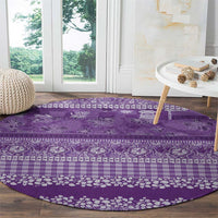 Hawaiian Hibiscus Honu Round Carpet Purple Mele Kalikimaka Palaka Spirit - Polynesian Pride