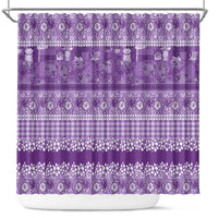 Hawaiian Hibiscus Honu Shower Curtain Purple Mele Kalikimaka Palaka Spirit - Polynesian Pride