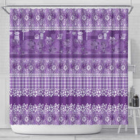 Hawaiian Hibiscus Honu Shower Curtain Purple Mele Kalikimaka Palaka Spirit - Polynesian Pride