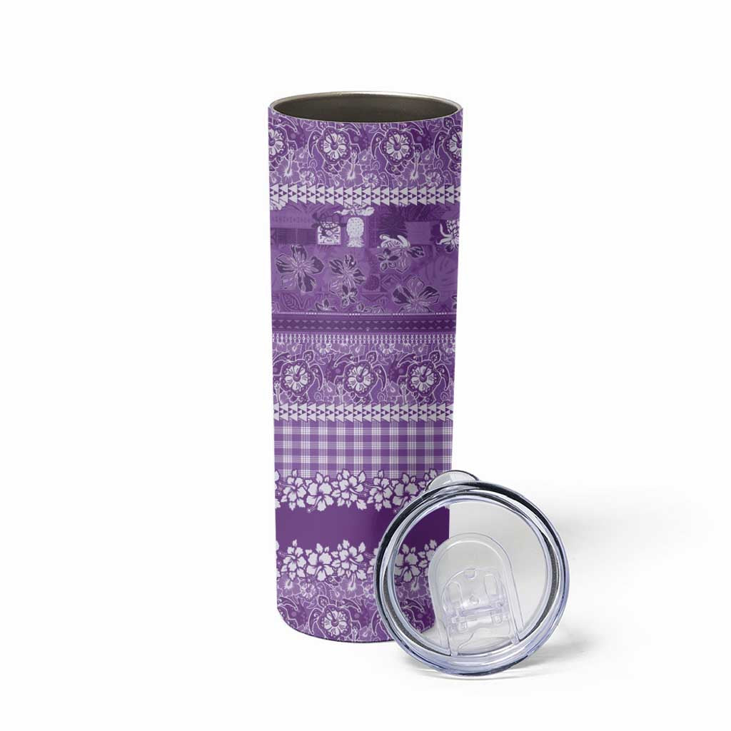 Hawaiian Hibiscus Honu Skinny Tumbler Purple Mele Kalikimaka Palaka Spirit - Polynesian Pride