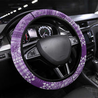 Hawaiian Hibiscus Honu Steering Wheel Cover Purple Mele Kalikimaka Palaka Spirit - Polynesian Pride