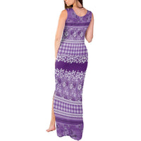 Hawaiian Hibiscus Honu Tank Maxi Dress Purple Mele Kalikimaka Palaka Spirit - Polynesian Pride
