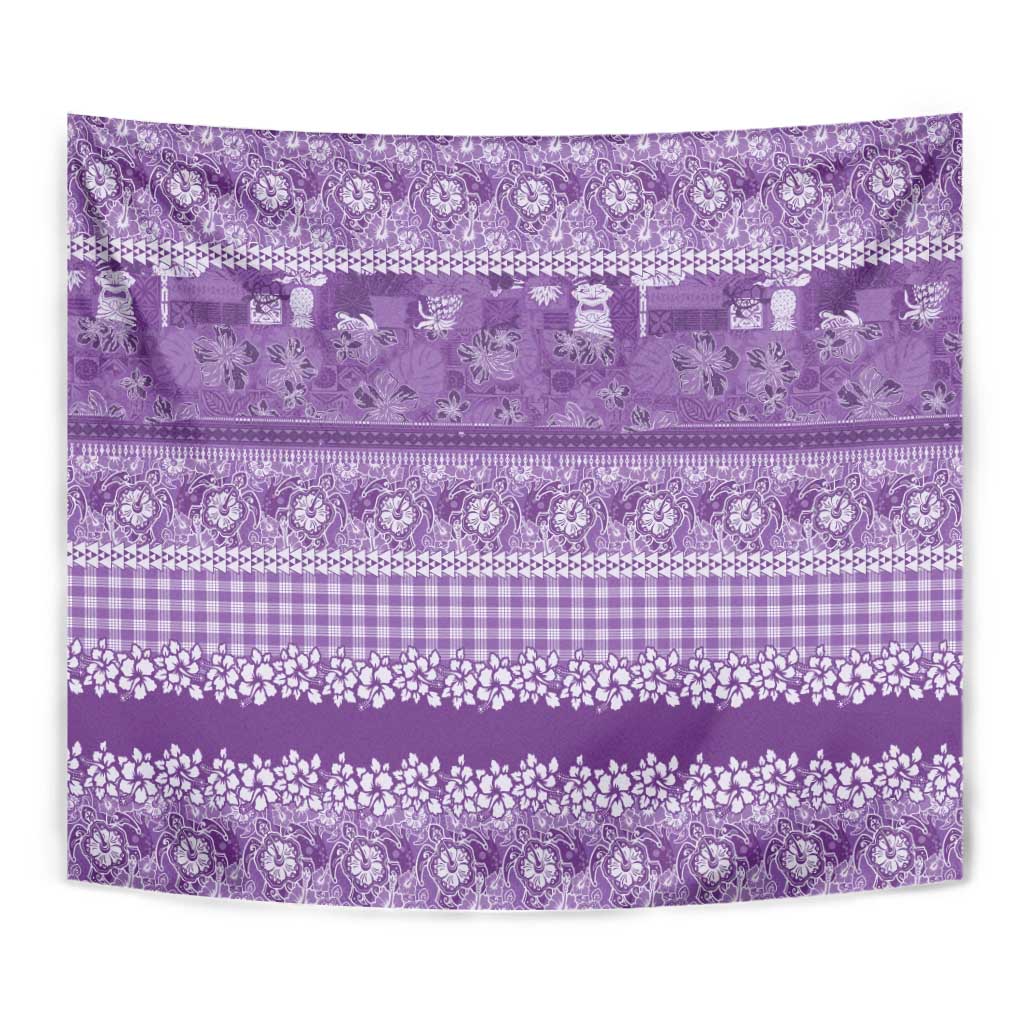 Hawaiian Hibiscus Honu Tapestry Purple Mele Kalikimaka Palaka Spirit - Polynesian Pride