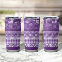 Hawaiian Hibiscus Honu Tumbler Cup Purple Mele Kalikimaka Palaka Spirit - Polynesian Pride