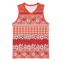 Hawaiian Hibiscus Honu Basketball Jersey Red Mele Kalikimaka Palaka Spirit - Polynesian Pride