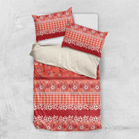 Hawaiian Hibiscus Honu Bedding Set Red Mele Kalikimaka Palaka Spirit - Polynesian Pride