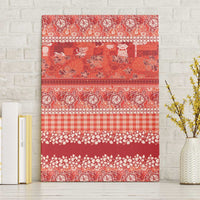 Hawaiian Hibiscus Honu Canvas Wall Art Red Mele Kalikimaka Palaka Spirit - Polynesian Pride