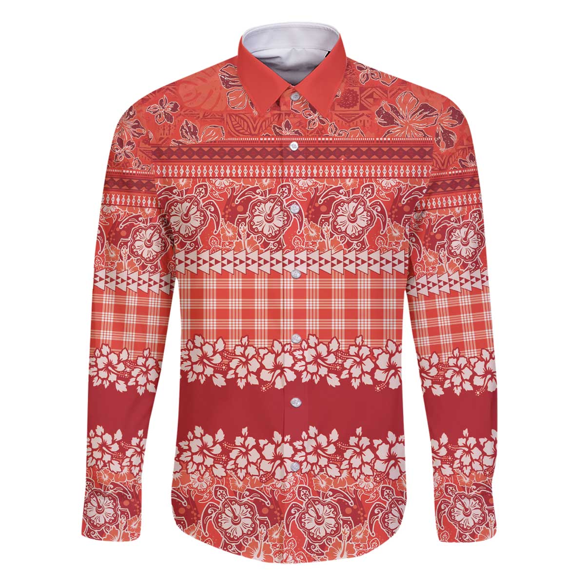 Hawaiian Hibiscus Honu Family Matching Off The Shoulder Long Sleeve Dress and Hawaiian Shirt Red Mele Kalikimaka Palaka Spirit - Polynesian Pride