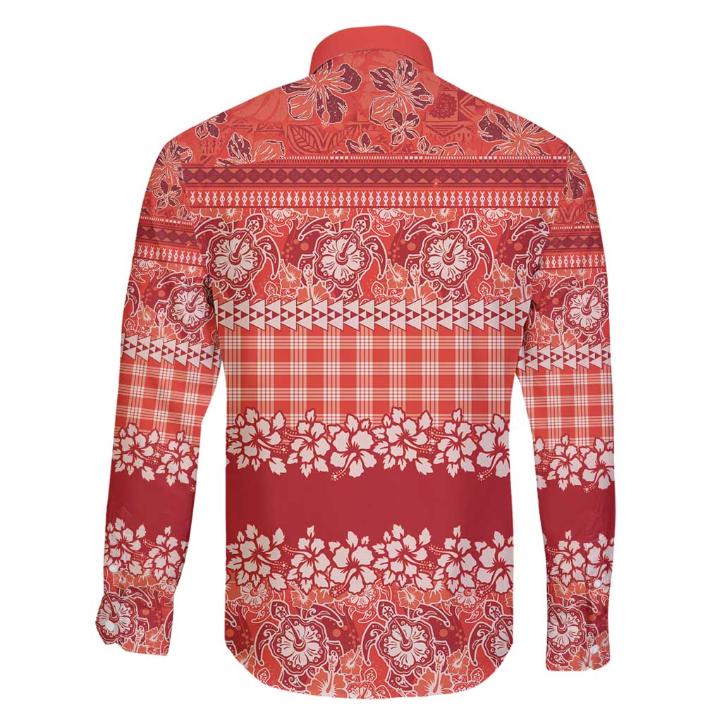 Hawaiian Hibiscus Honu Family Matching Off Shoulder Short Dress and Hawaiian Shirt Red Mele Kalikimaka Palaka Spirit - Polynesian Pride