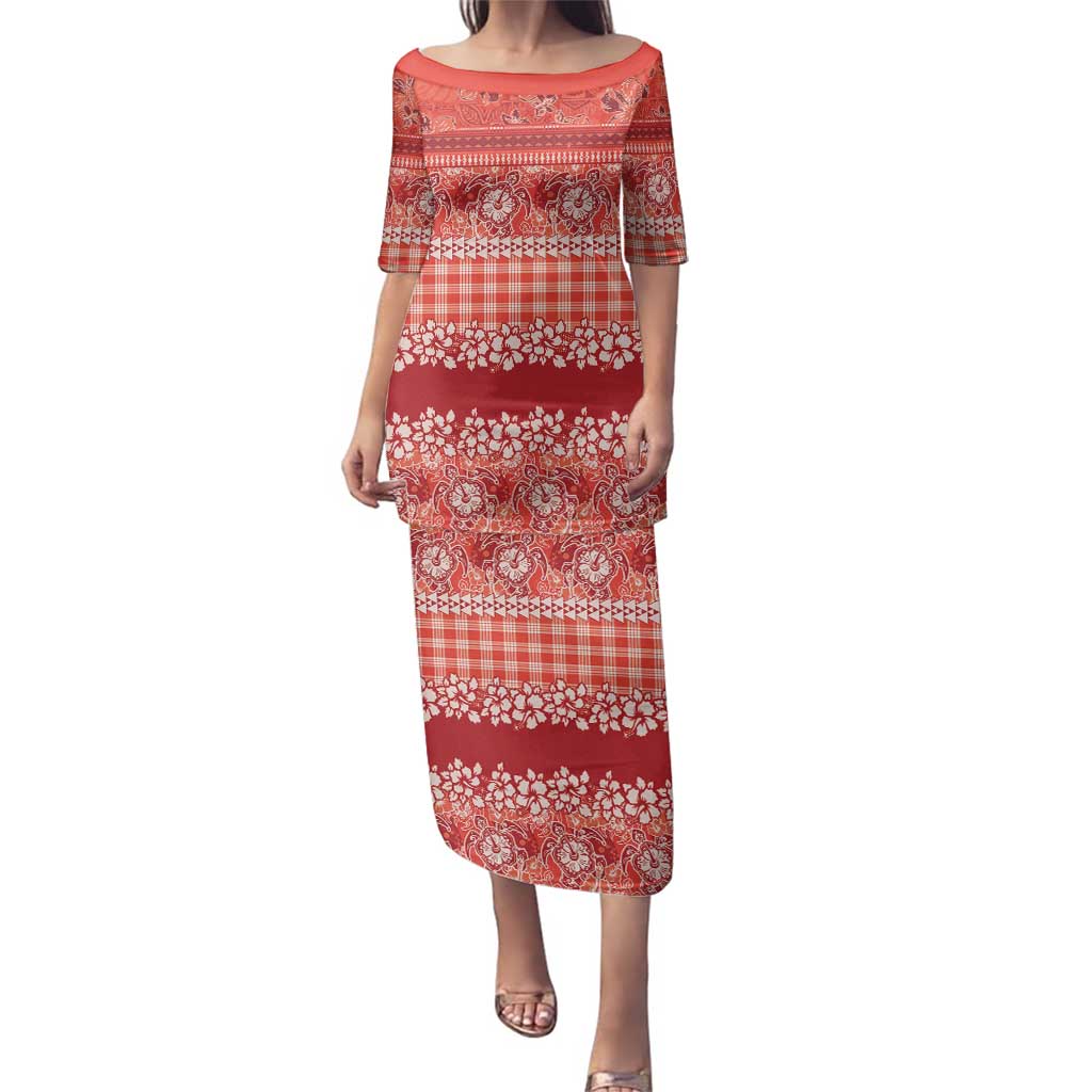 Hawaiian Hibiscus Honu Family Matching Puletasi and Hawaiian Shirt Red Mele Kalikimaka Palaka Spirit - Polynesian Pride