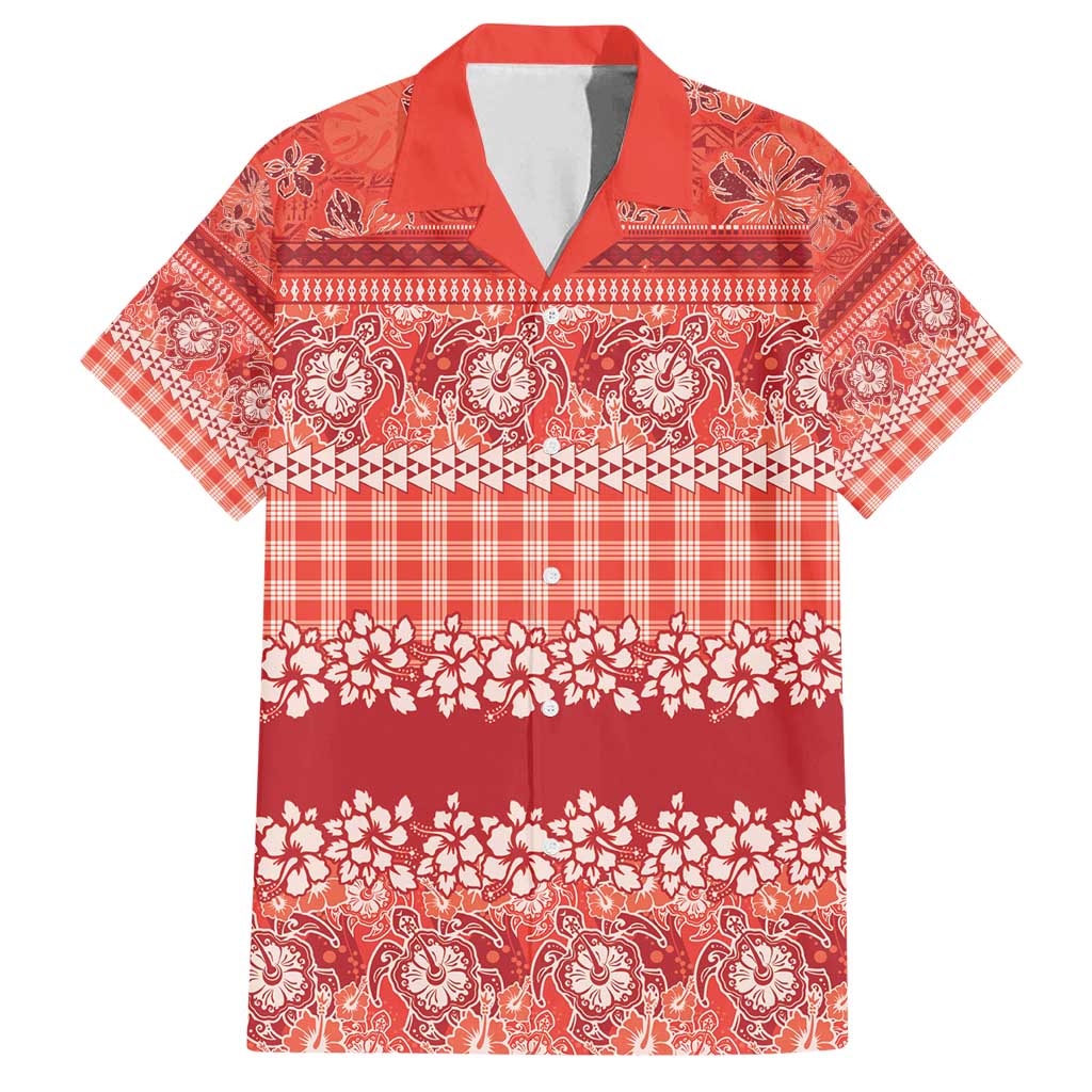 Hawaiian Hibiscus Honu Family Matching Summer Maxi Dress and Hawaiian Shirt Red Mele Kalikimaka Palaka Spirit - Polynesian Pride
